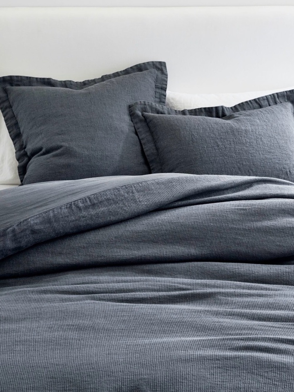 Queen Pottery Barn European Flax Linen Waffle Duvet Cover NO SHAMS (pics)